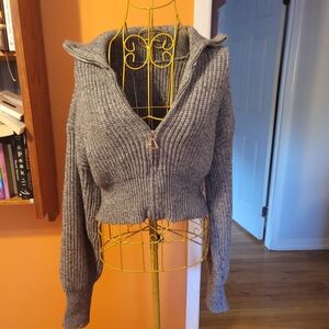 Gray Ribbed Women's Sweater